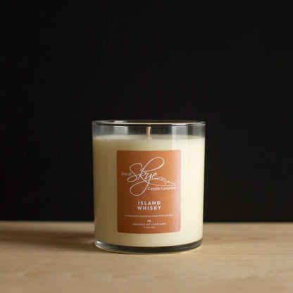 Island whisky scented candle in glass tumbler