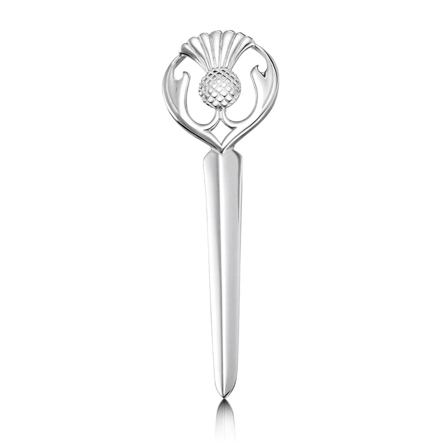 A Scottish thistle design kilt pin by Sheila Fleet in sterling silver