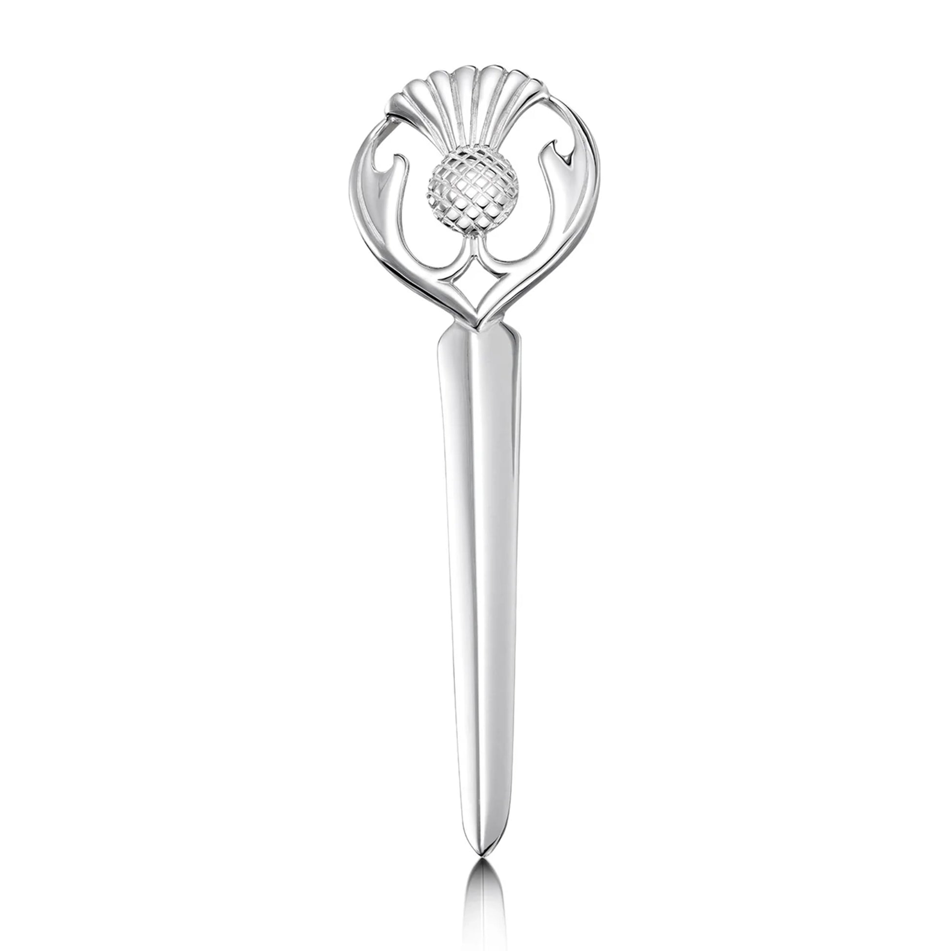A Scottish thistle design kilt pin by Sheila Fleet in sterling silver