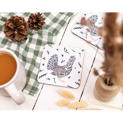 Scottish wildlife capercaillie grouse design melamine square coaster