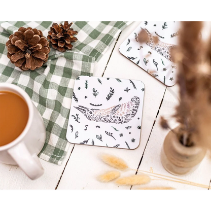 Scottish wildlife seal design melamine square coaster