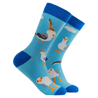Seagull Gulls Just Wanna Have Fun Socks | Blue