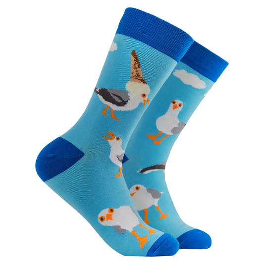 Seagull Gulls Just Wanna Have Fun Socks | Blue
