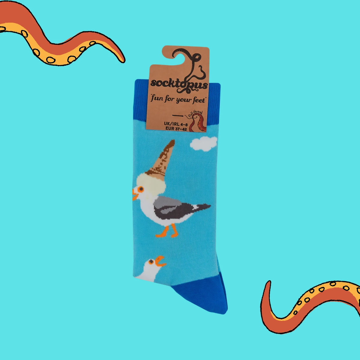 Seagull Gulls Just Wanna Have Fun Socks | Blue