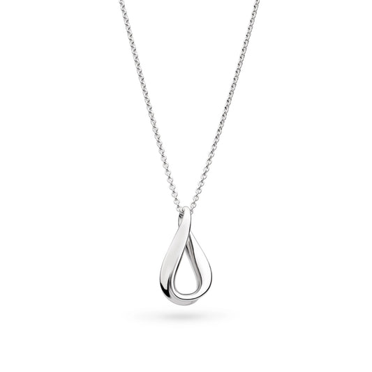 A small silver twist pendant in a soft ribbon-like shape