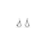 A pair of small silver twist stud earrings in a soft ribbon-like shape