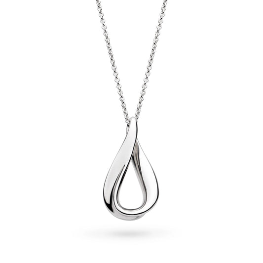 A silver twist pendant in a soft ribbon-like shape