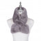 A short extra fluffy light grey colour faux fur scarf with pull-through fastening