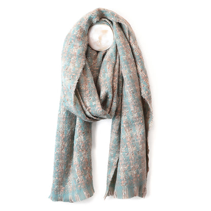 Sienna Weave Scarf | Duck Egg & Salmon