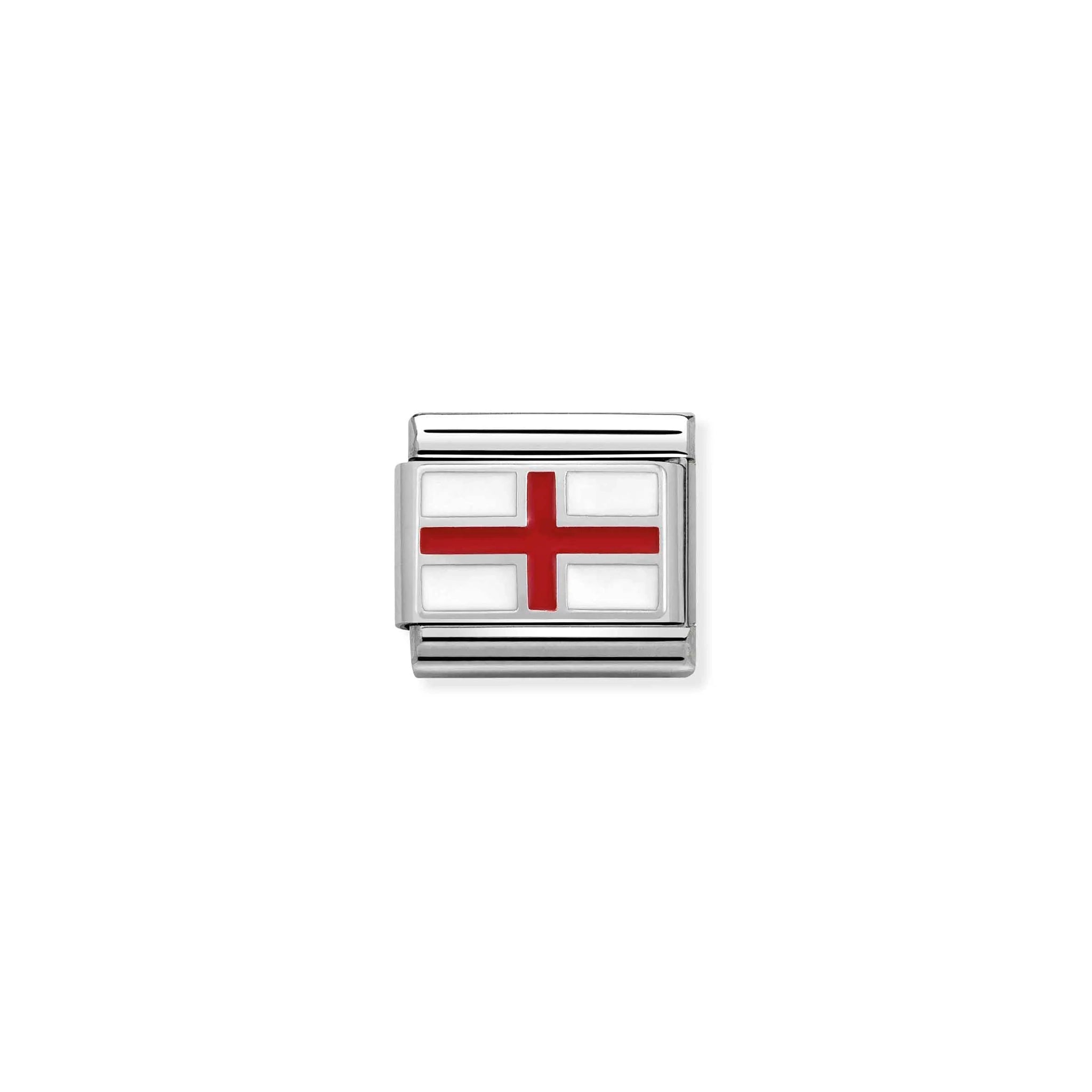 Nomination charm link featuring the England flag in red and white enamel