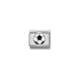 Nomination charm link featuring a silver soccer/football with black and white enamel