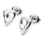 A pair of silver abstract heart shaped stud earrings with holes in the centre