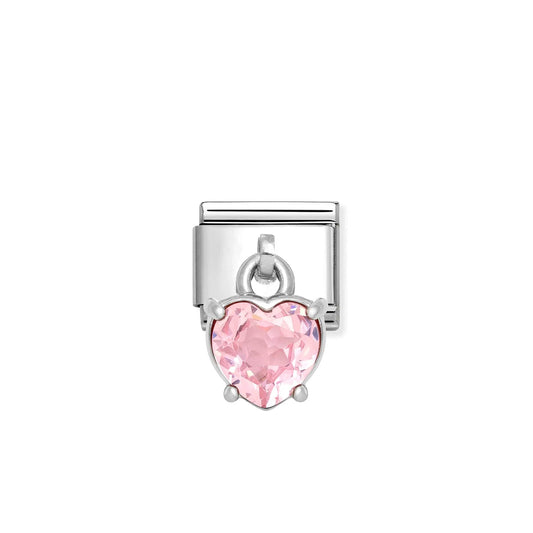 A Nomination Italy silver charm with pink heart cubic zirconia drop charm