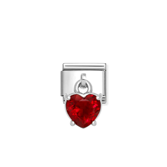 A Nomination Italy charm with a red cubic zirconia drop charm