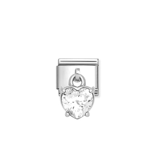 A Nomination Italy charm with a white cubic zirconia drop charm