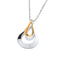 A modern abstract pendant in a double stirrup shape with gold detail