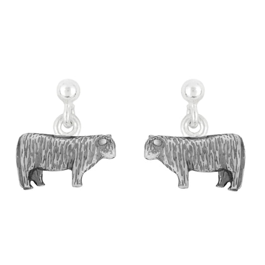 Pair of drop earrings featuring little Highland Cows