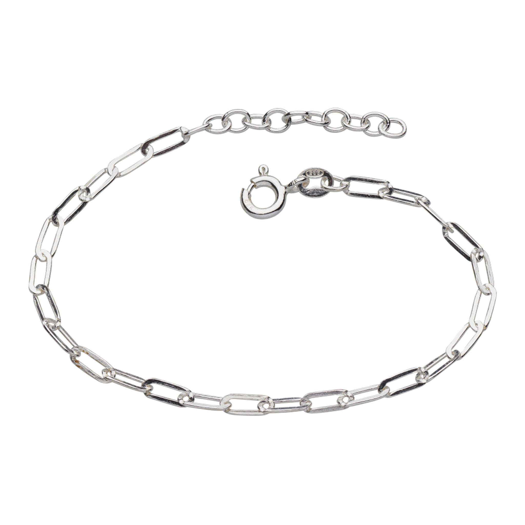 A silver chain bracelet with long oval links