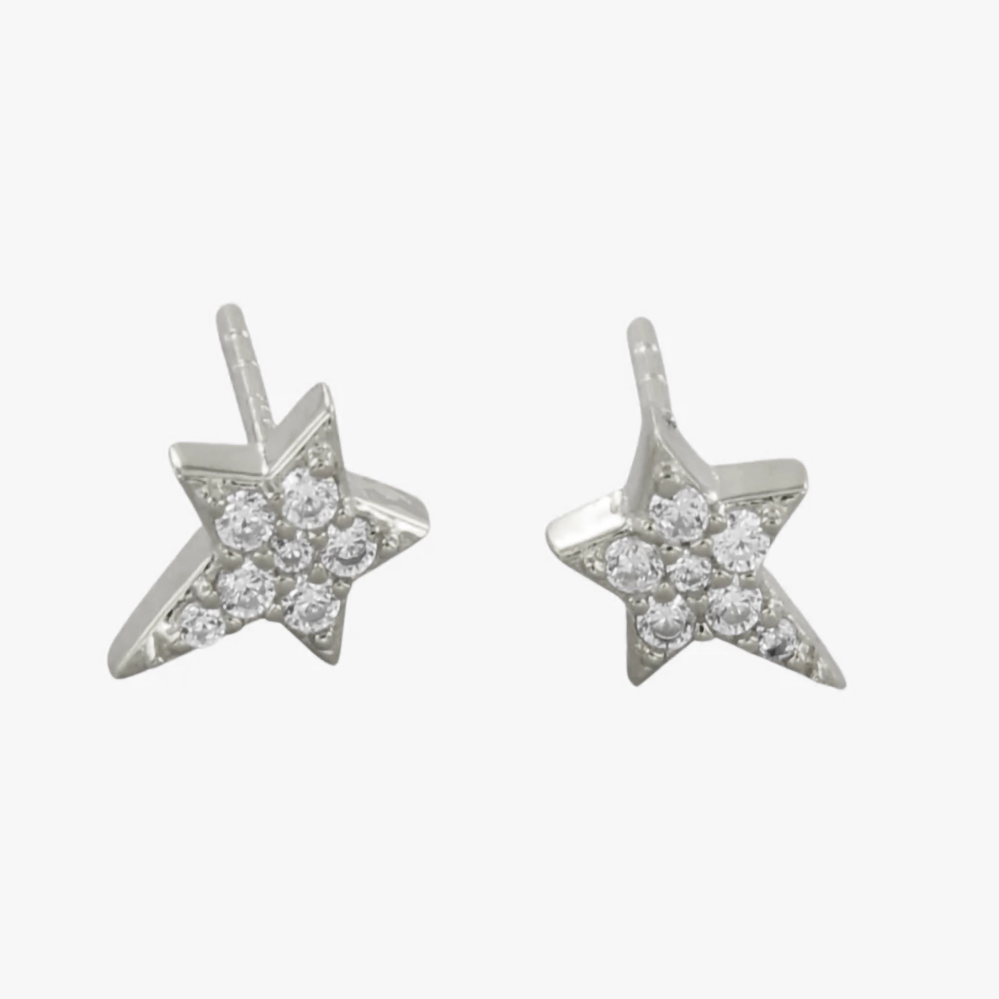 A pair of silver star studs set with cubic zirconia