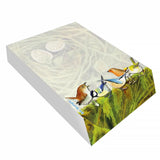 A tick slanted pad block notepad with a printed illustration of British birds