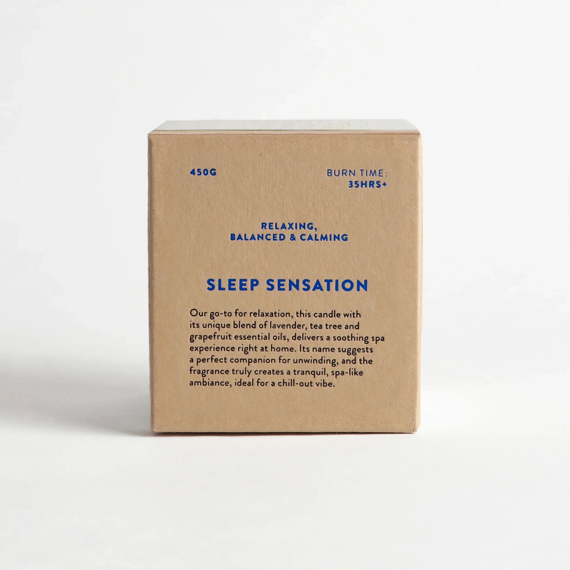 Sleep sensation scented candle with scent details on box
