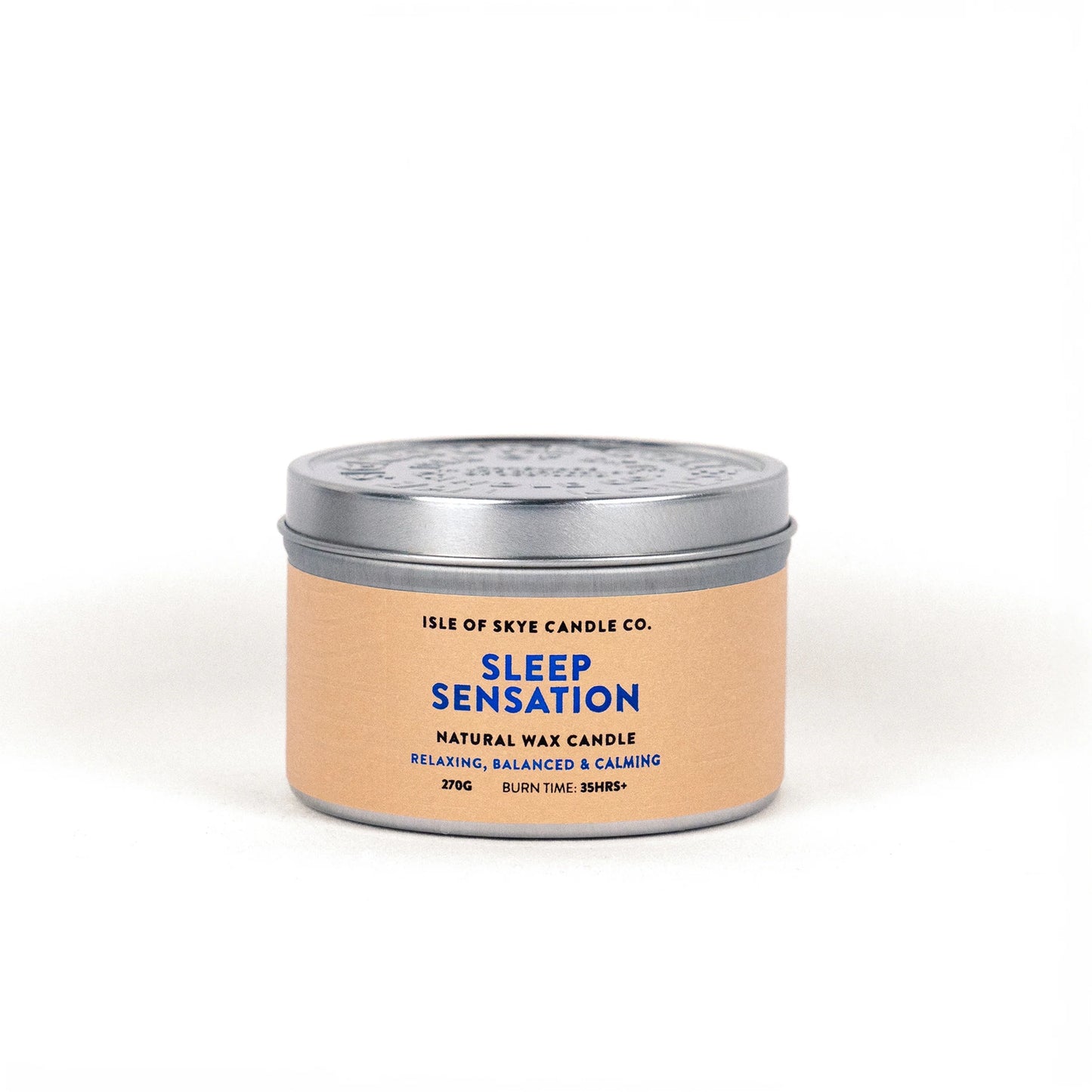 A travel tin candle in the scent sleep sensation
