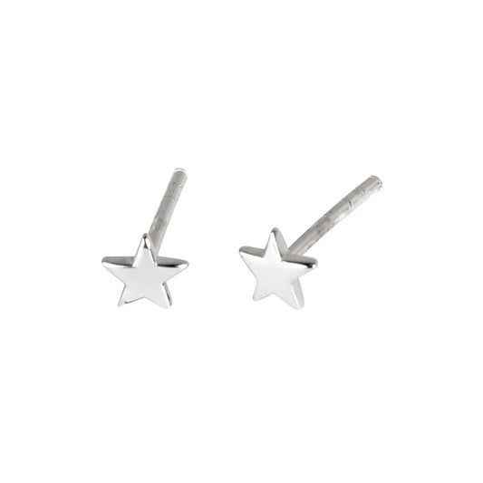 A pair of tiny silver star stud earrings