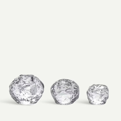 Set of 3 snowballs shaped clear glass votive candle holders