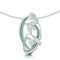 Silver necklet with four snowdrop flowers in an oval shape, with green and white enamel on a silver neck wire