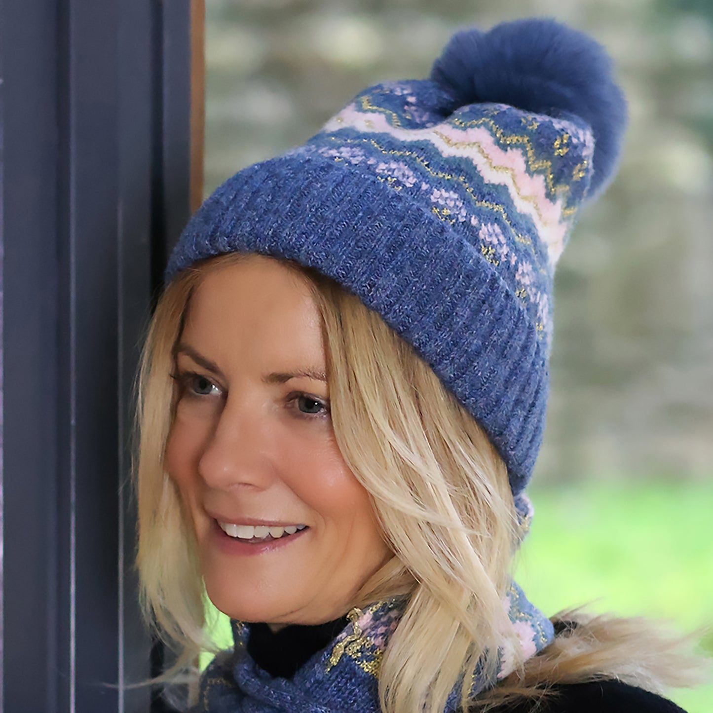 Sofia Bobble Hat | Denim Blue