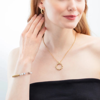 Soft Cube Circle Glow Gold Hoop | Earrings