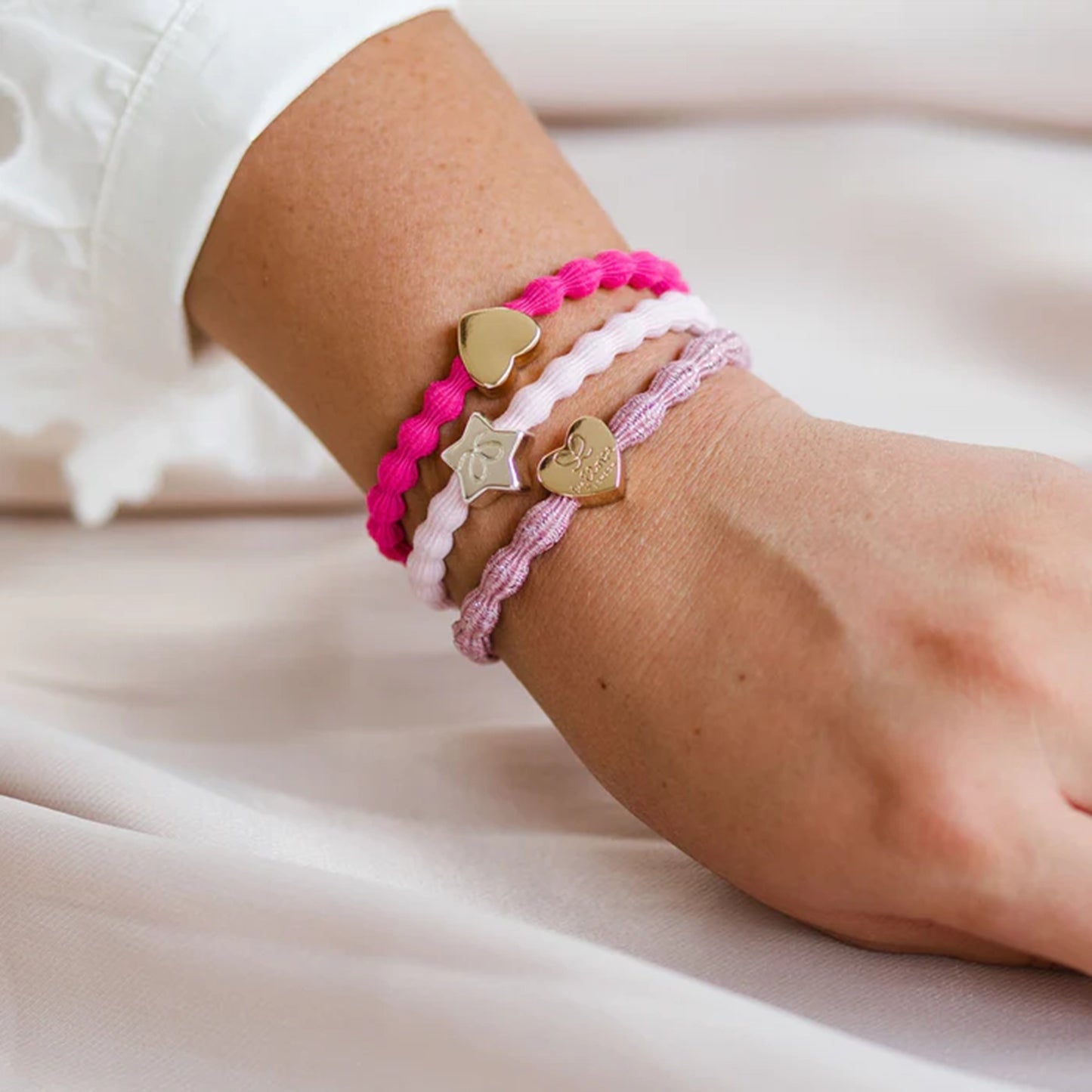 Silver Star Bubble Hair Band | Soft Pink