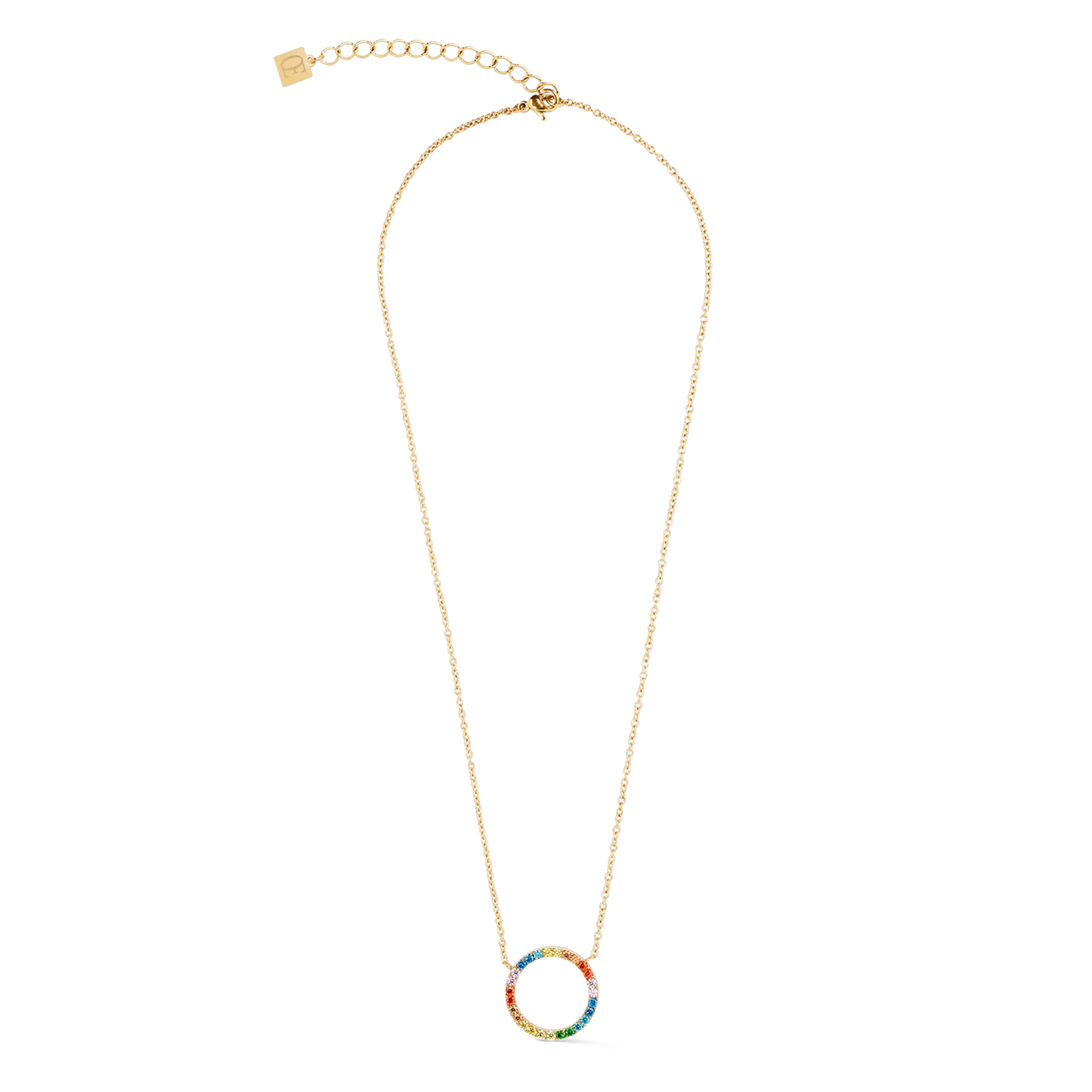 Sparkling Circle Rainbow CZ Gold | Necklace
