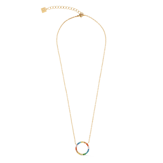 Sparkling Circle Rainbow CZ Gold | Necklace