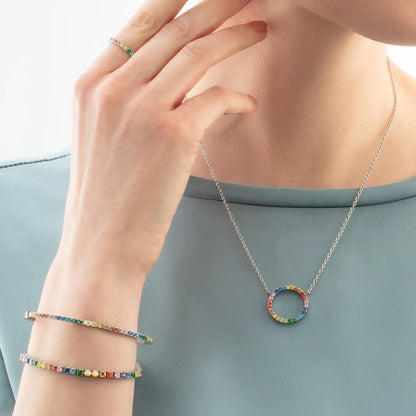 Sparkling Circle Rainbow CZ | Necklace