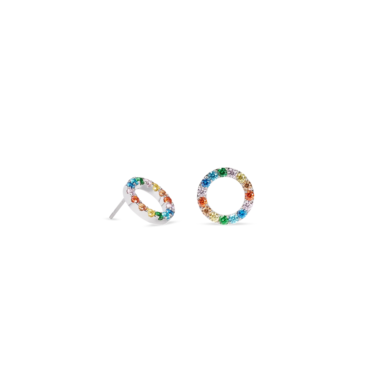 Sparkling Circle Rainbow CZ | Studs