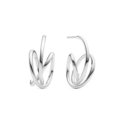 Intricate spiral shaped silver earrings 