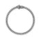 A silver stainless steel chain bracelet with monogramed clasp