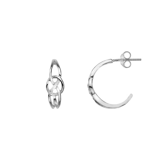 A pair of small hoop earrings with Celtic knot figure 8 shape