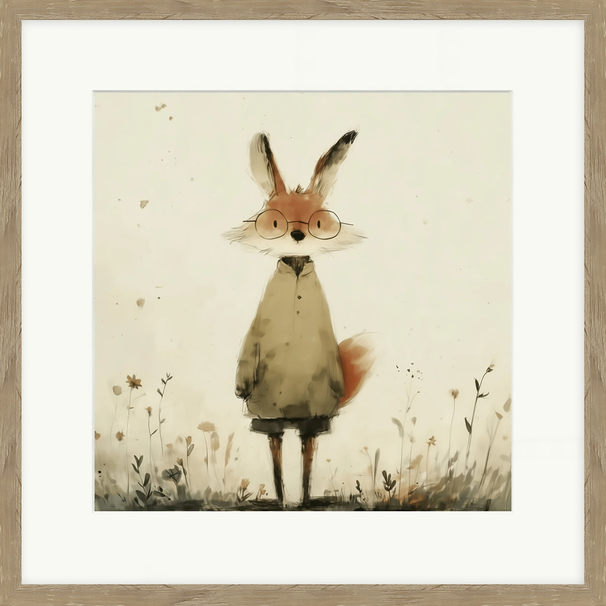 Stick Leg Fox | Framed Print by Lucy Hart