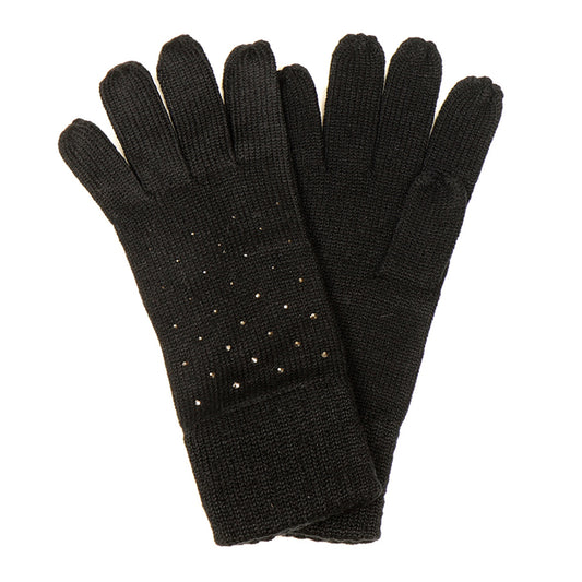 A pair of studded black knitted gloves