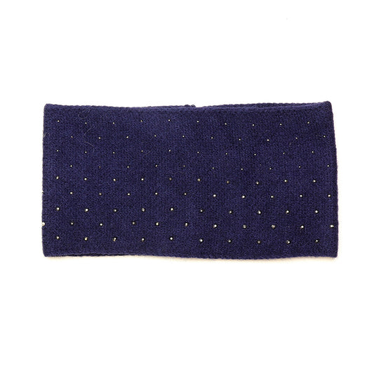 A studded navy blue knitted headband