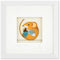 A square framed print featuring a curled up mouse holding an acorn