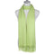 A bright lime green scarf with long tassels