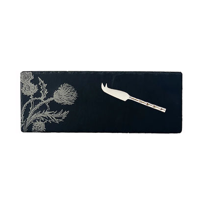 Slate Etched Cheese Board & Knife Set | Thistle Trio