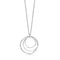 Large silver pendant with three organically shaped thin hoops and a silver chain 