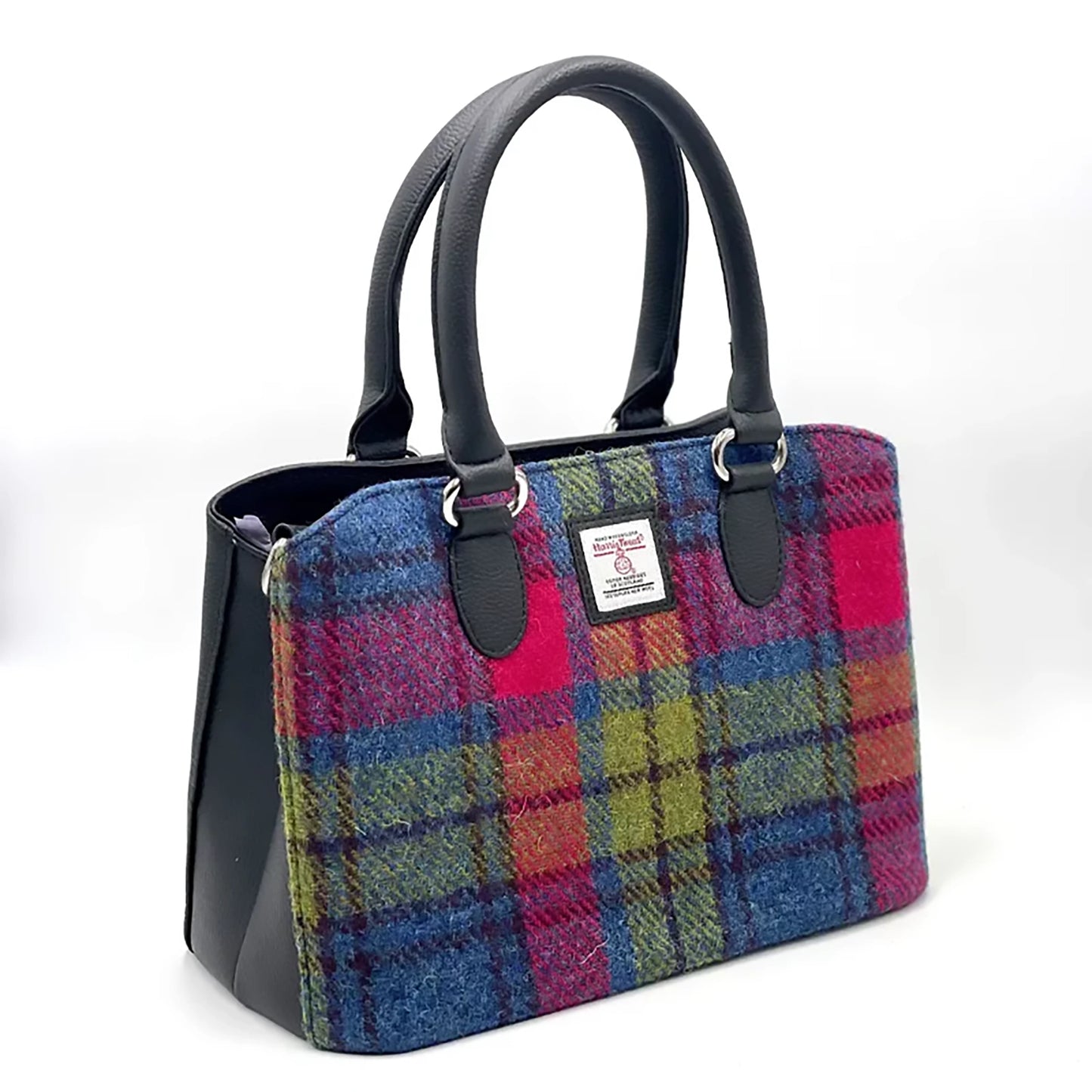 Harris Tweed Top Handle Bag | Blue & Pink Check