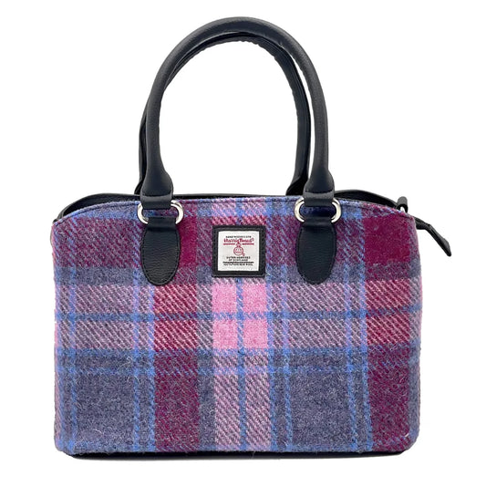 Harris Tweed Top Handle Bag | Pastel Pink Check