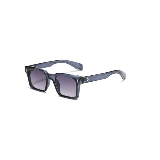 Dark blue charcoal sunglasses with transparent style frame and square lenses