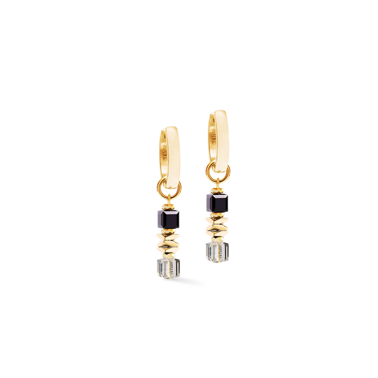 Wave Cube Flow Gold-Black Hoop | Earrings